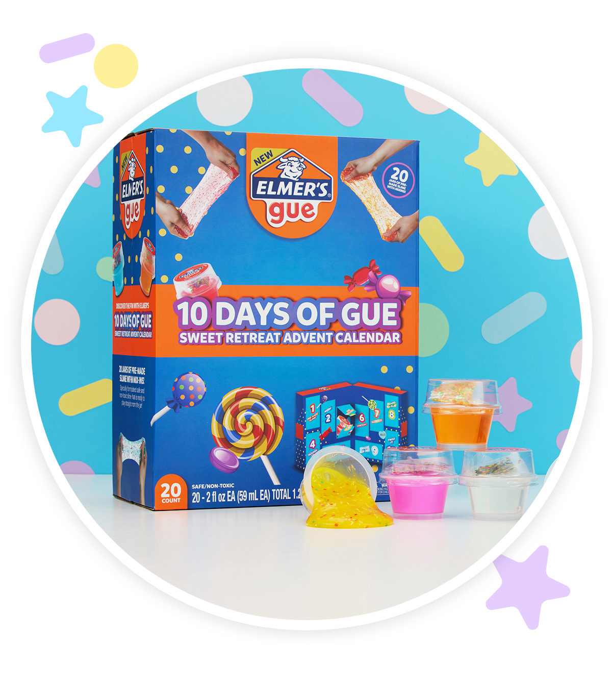 .com : Elmer's GUE Premade Slime, Strawberry Donut Fluffy Slime,  Scented, Includes Rainbow Sprinkle Slime Add-Ins…