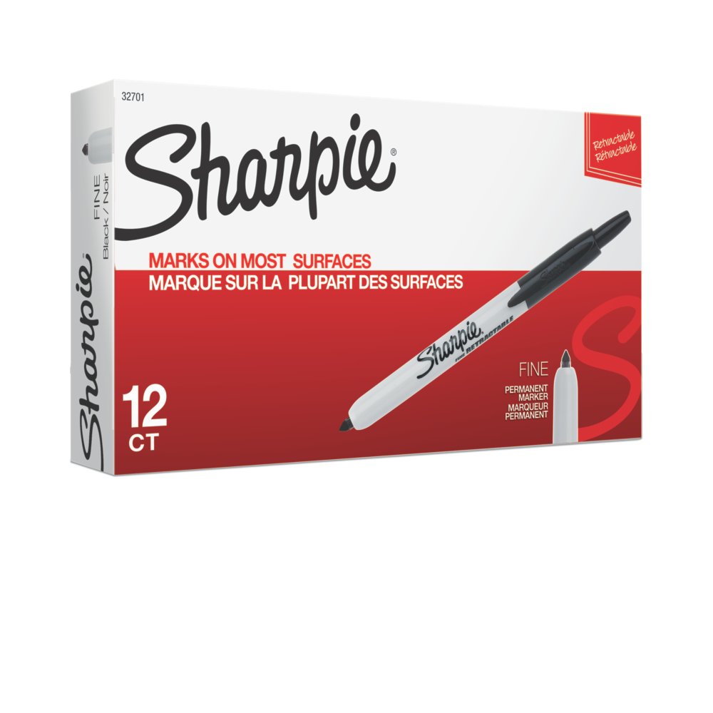 Sharpie Permanent Marker, Fine Point, Black - 5 markers