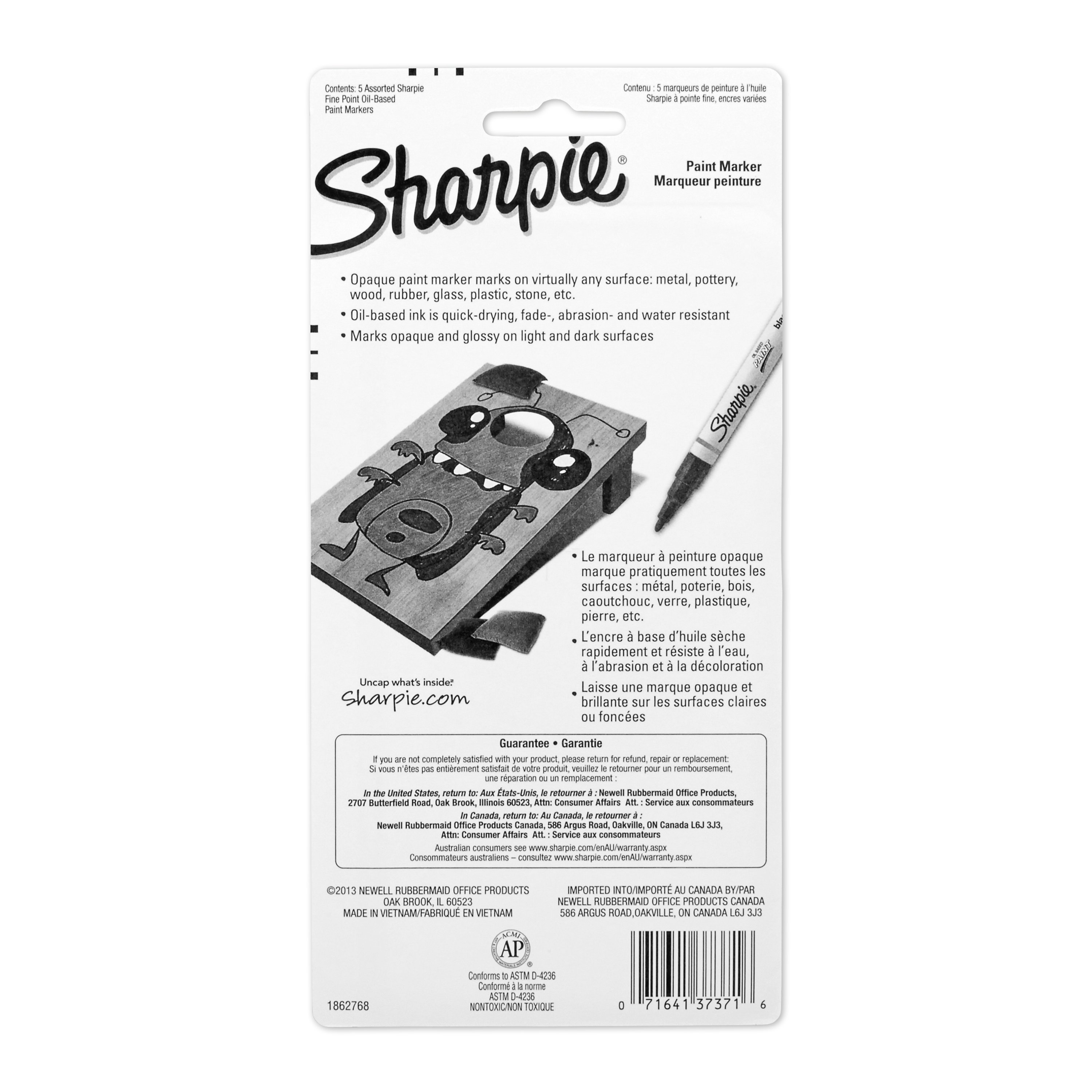  Sharpie Oil-Based Paint Marker, Fine Point, Pack of 3