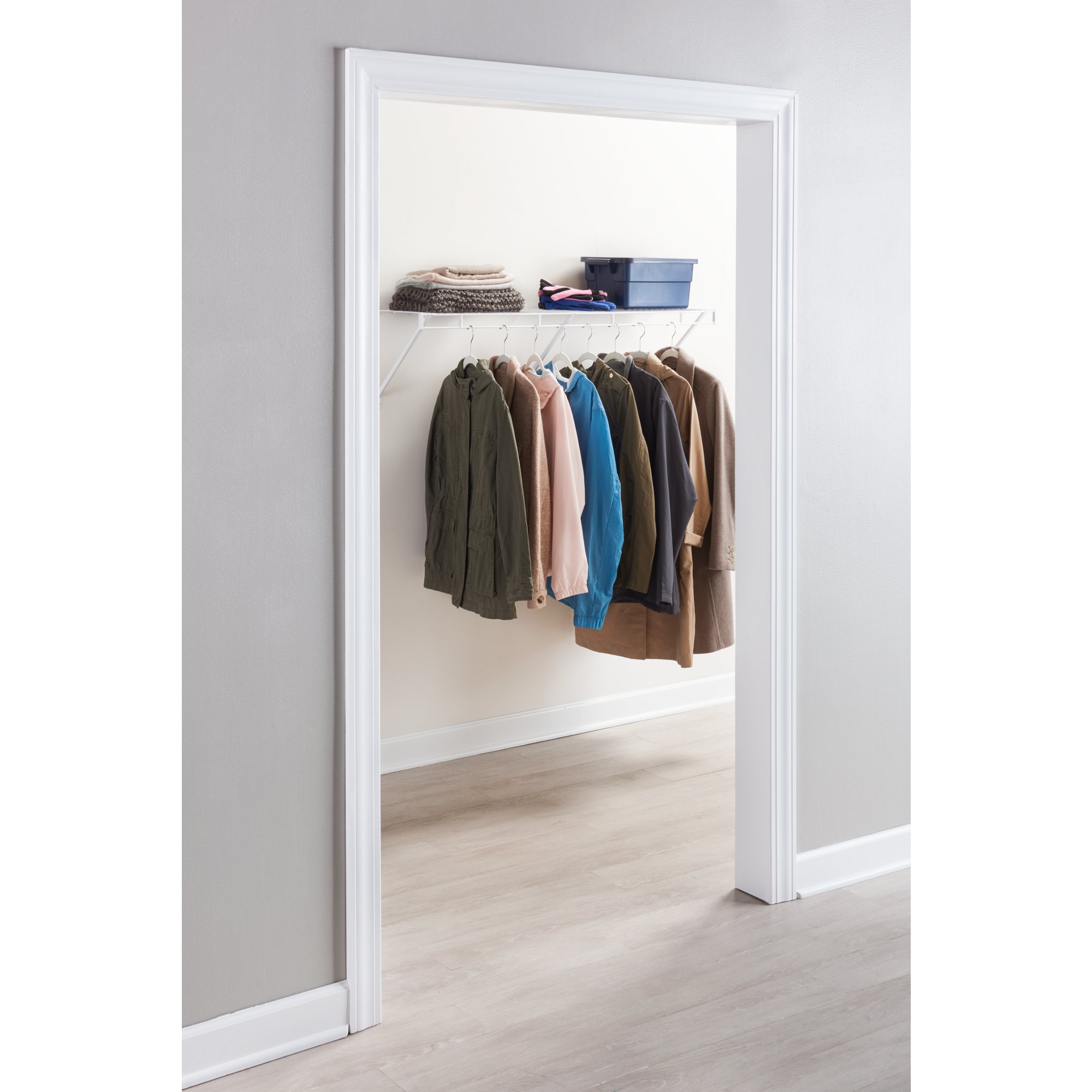 Rubbermaid White Premium Wood Shelving Kit with Closet Rod, 1