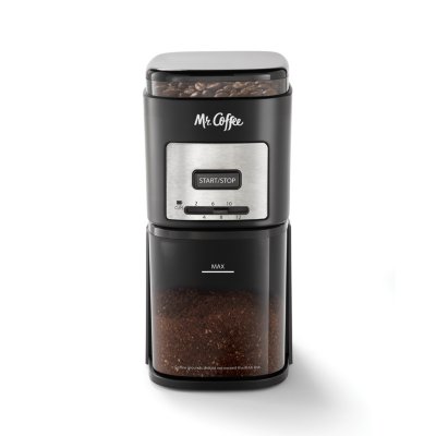 Mr. Coffee Automatic Burr Mill Coffee Grinder with 18 Custom Grinders,  Silver