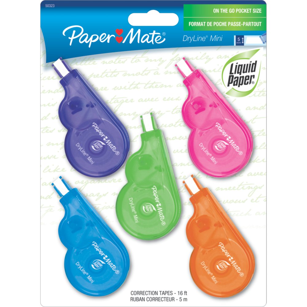 Paper Mate Liquid Paper DryLine Mini Correction Tape, Assorted