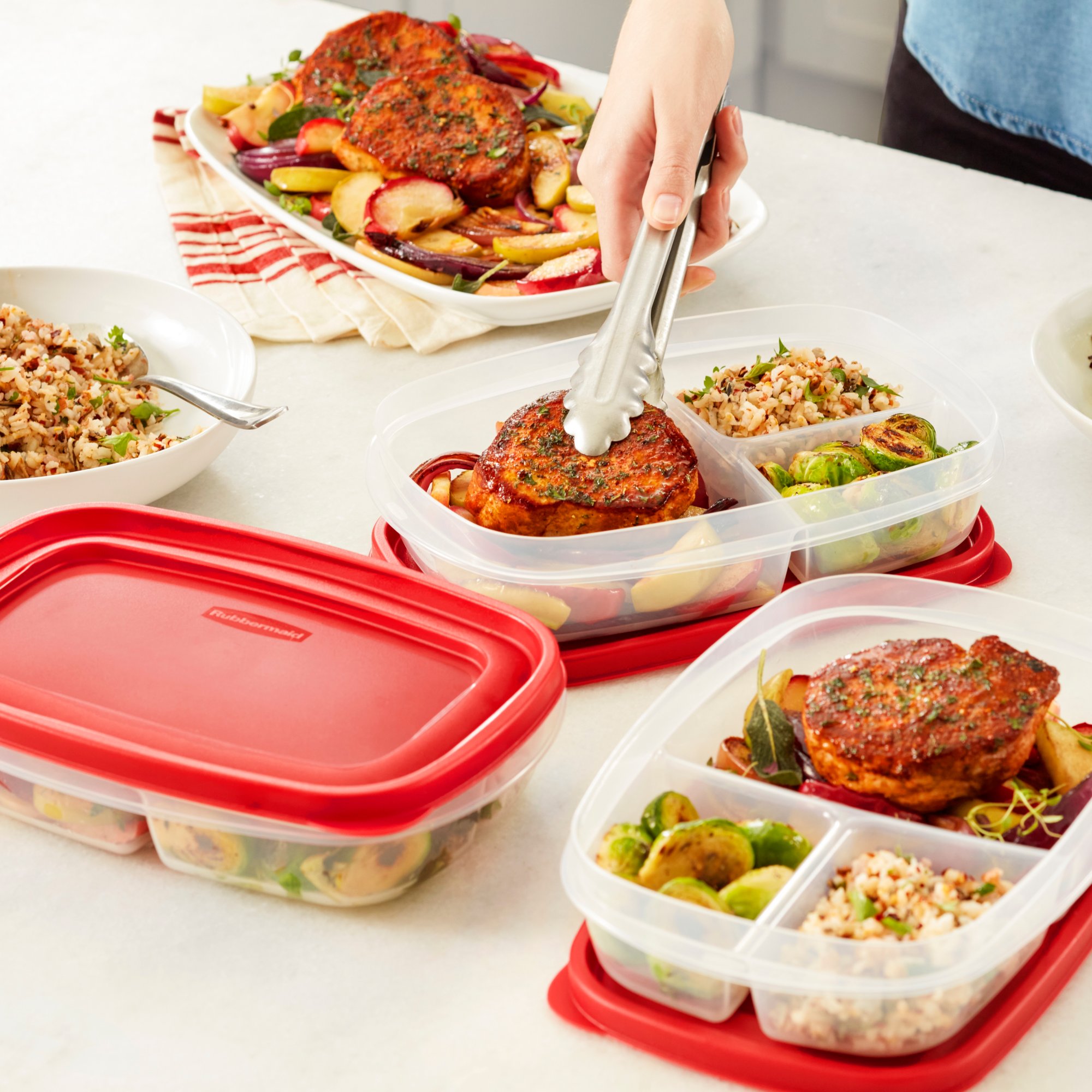 Rubbermaid 5pk 2.85 cup Brilliance Meal Prep Containers, 2-Compartment Food  Storage Containers