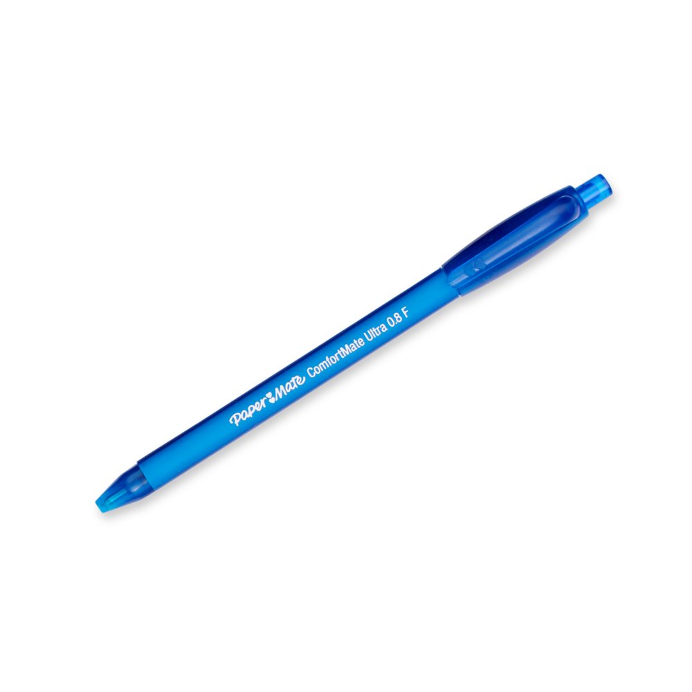 Paper Mate® Comfortmate™ Ultra Retractable Ballpoint Pens, Fine Point, 0.8  mm, Black Barrel, Black Ink, Pack Of 12