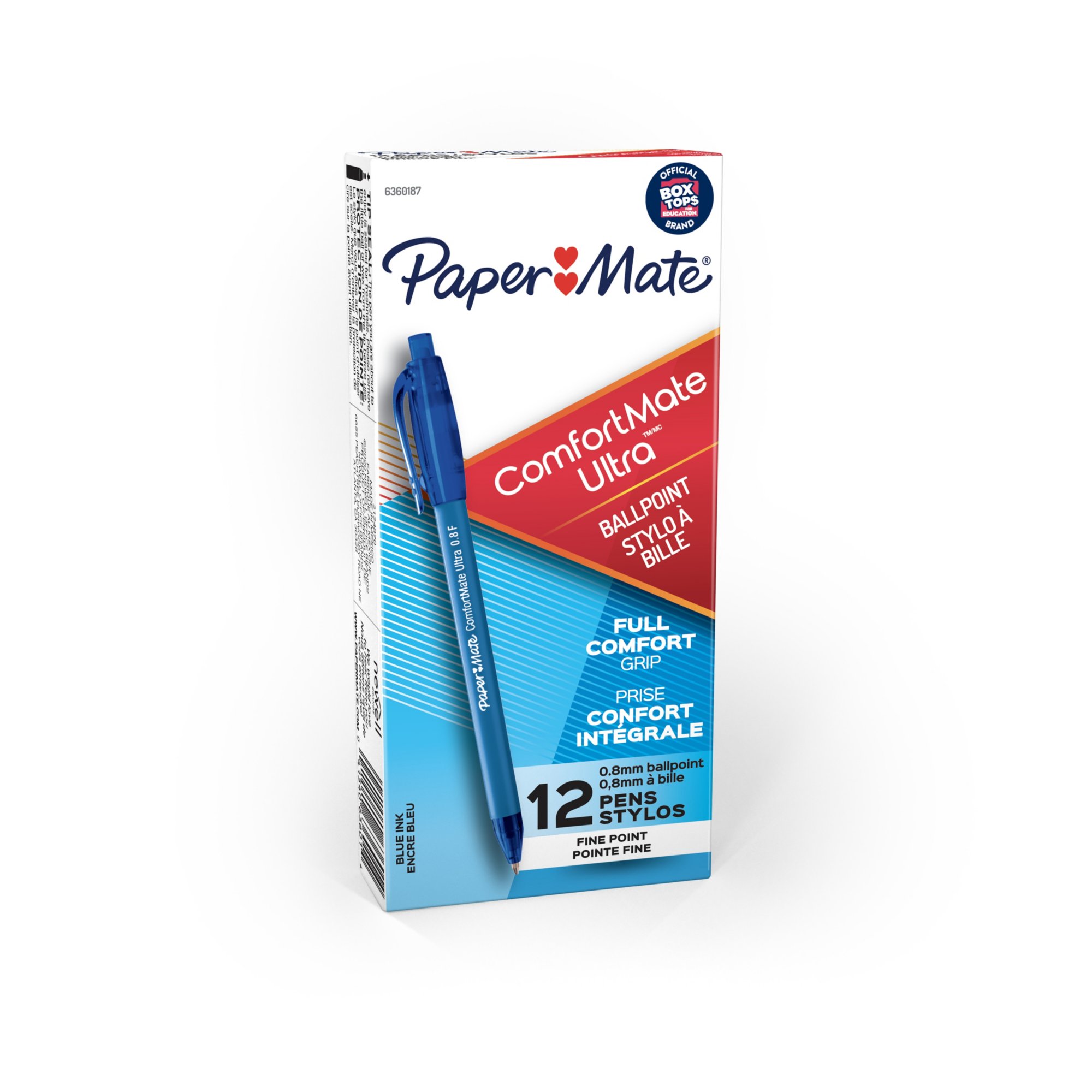 Paper Mate 0.8 mm ComfortMate Fine Retractable Ballpoint Pens - Black - 12 pack