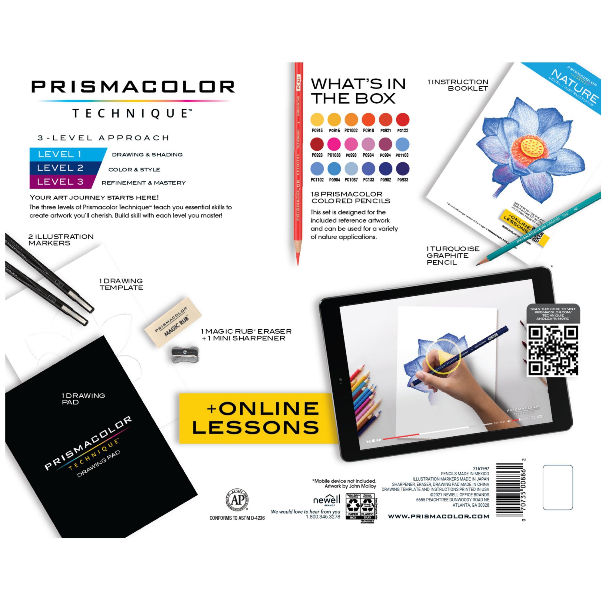 Prismacolor Technique Art Supplies with Digital Art Lessons Level 1 Bundle  47ct