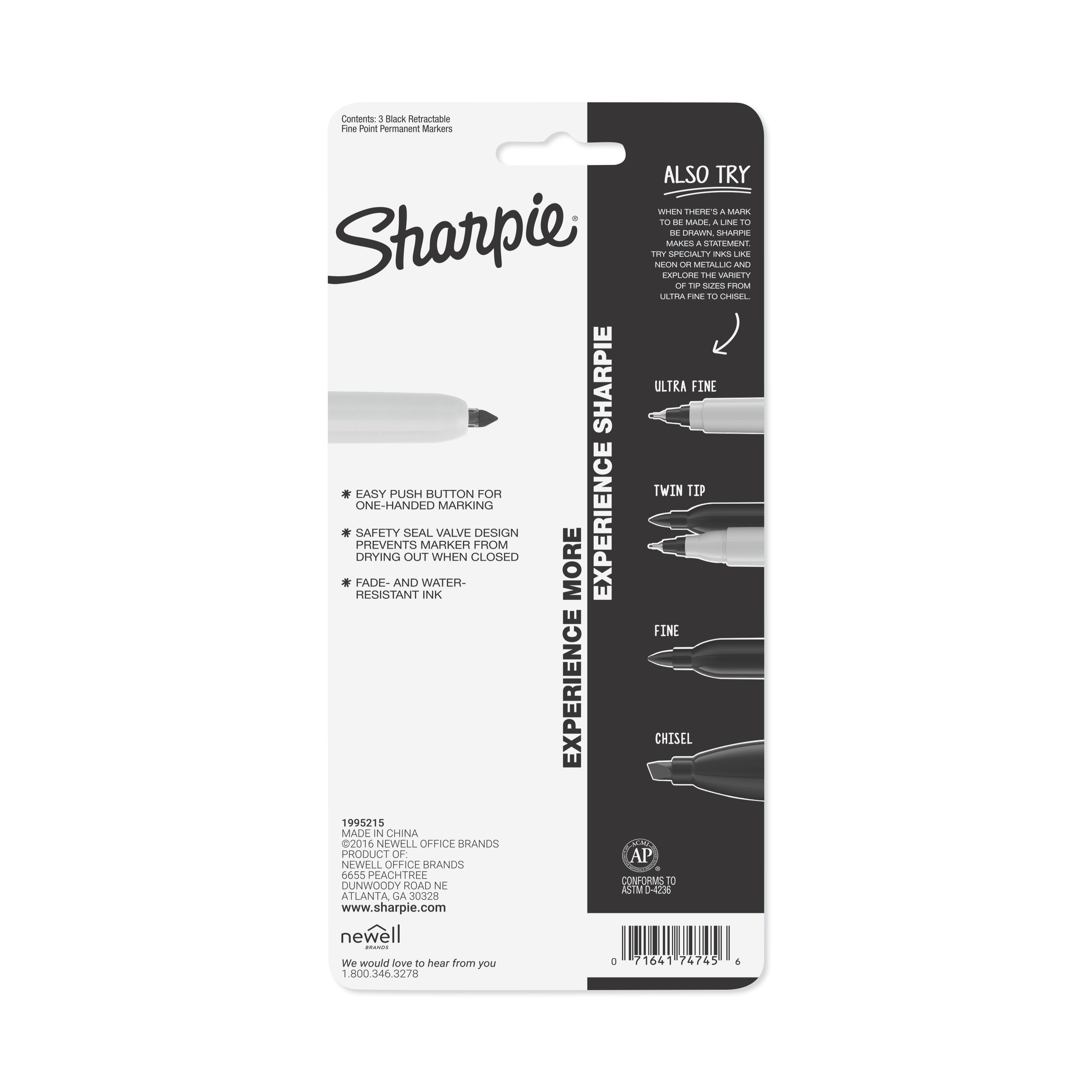 Great Value, Sharpie® Retractable Permanent Marker, Fine Bullet