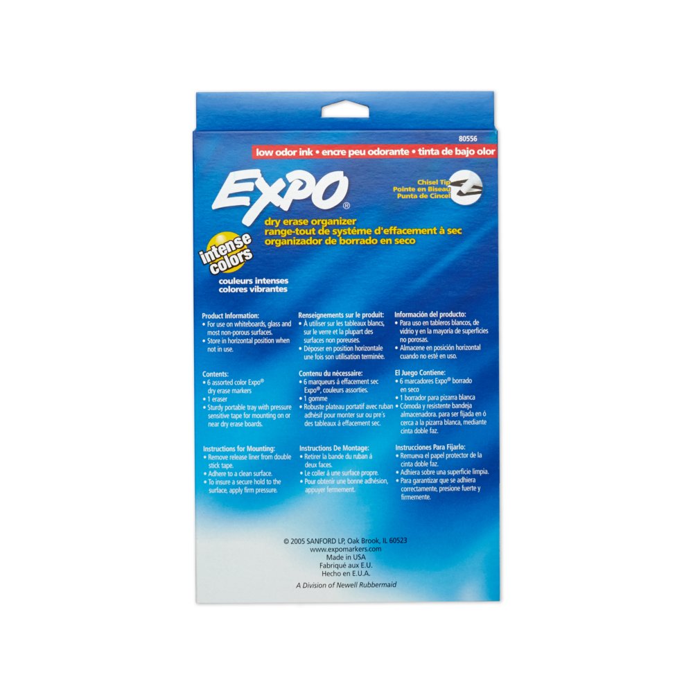 Expo Dry Erase Marker Organizer Chisel Tip Assorted 6/Set