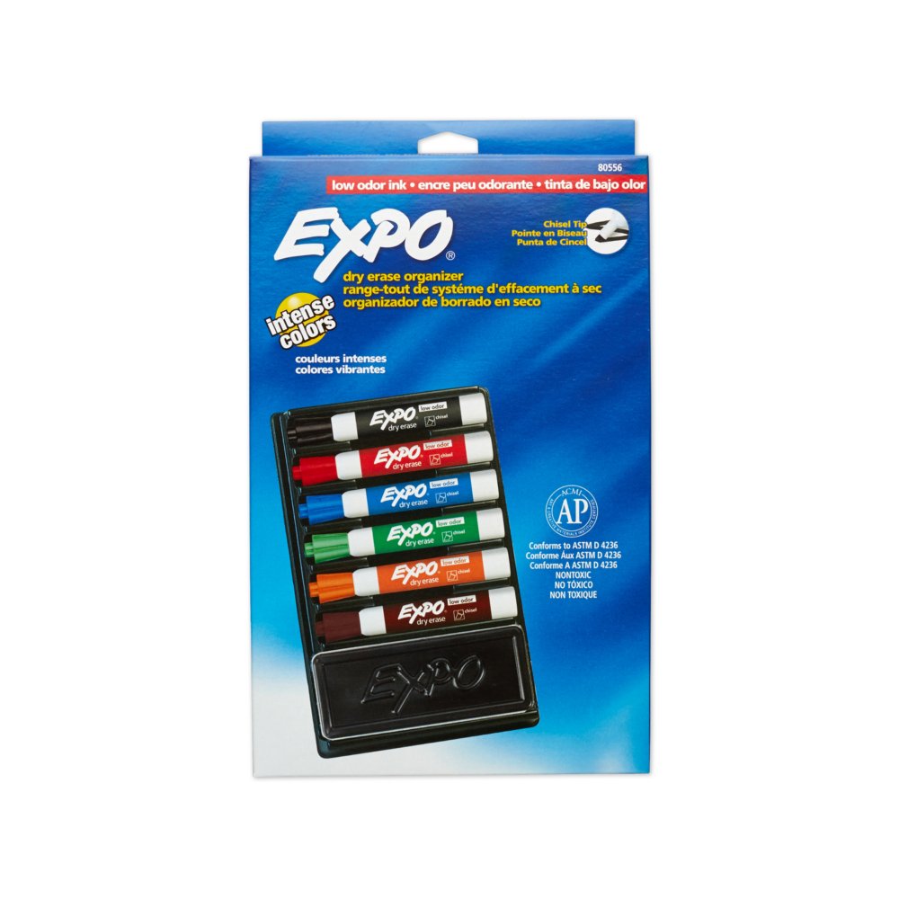  EXPO Low Odor Dry Erase Markers, Fine Tip, Black, 4 Count :  Everything Else