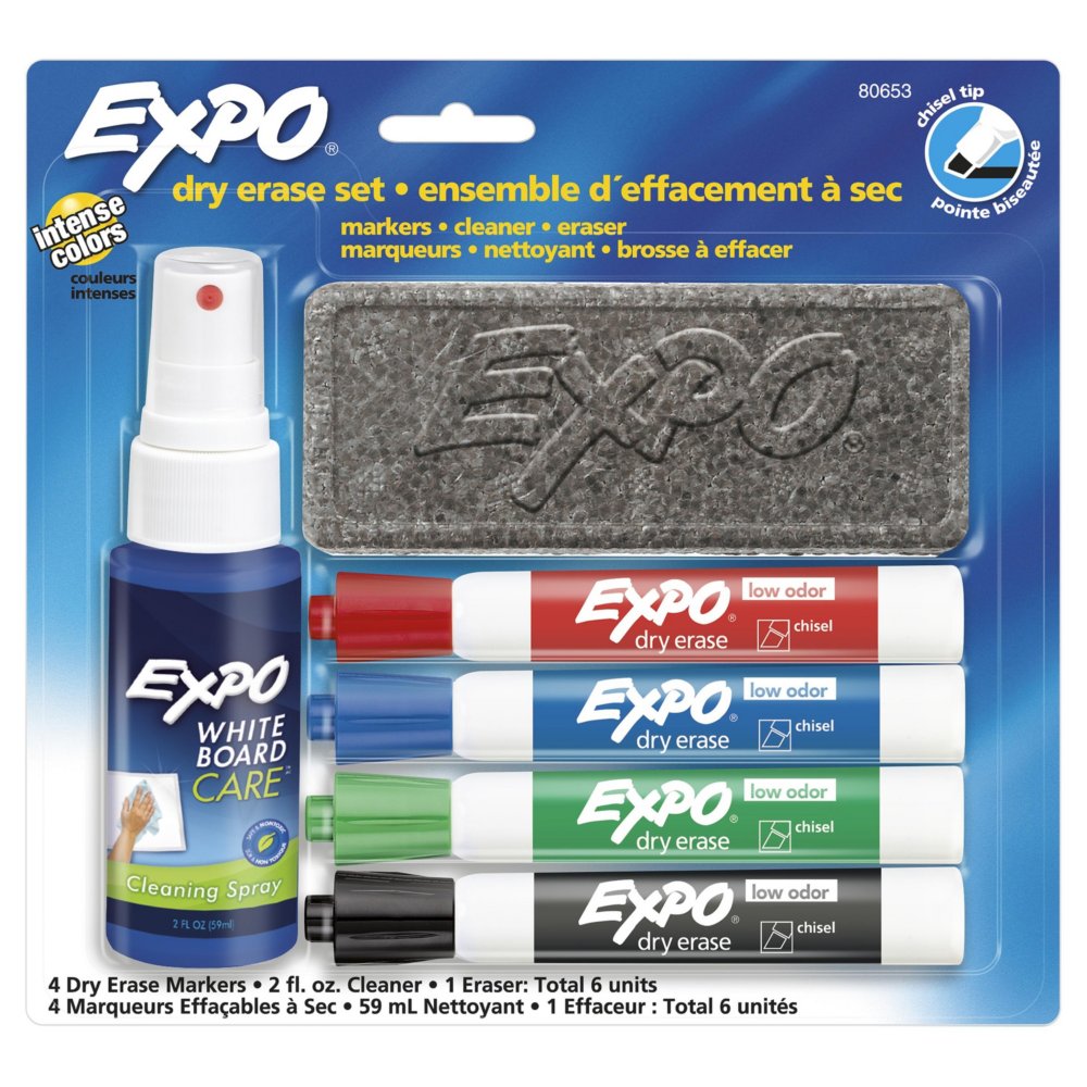 Expo Marker, Dry Erase, Low Odor Ink, Black Ink, Chisel Tip, Grocery
