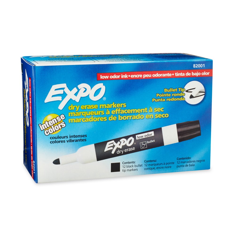 Expo - Pack of (12) Black Low Odor Ultra Fine Tip Dry Erase