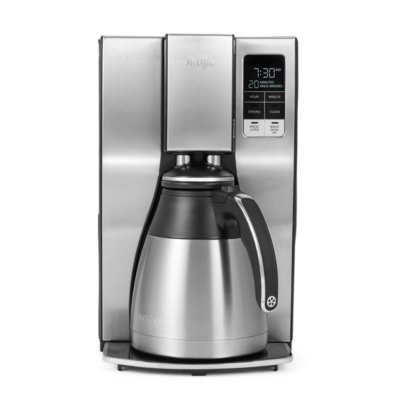 Mr. Coffee 31160393 Easy Measure 12 Cup Programmable Digital Coffee Maker  Machine with Built In Water Filtration and Measuring Scoop, Silver