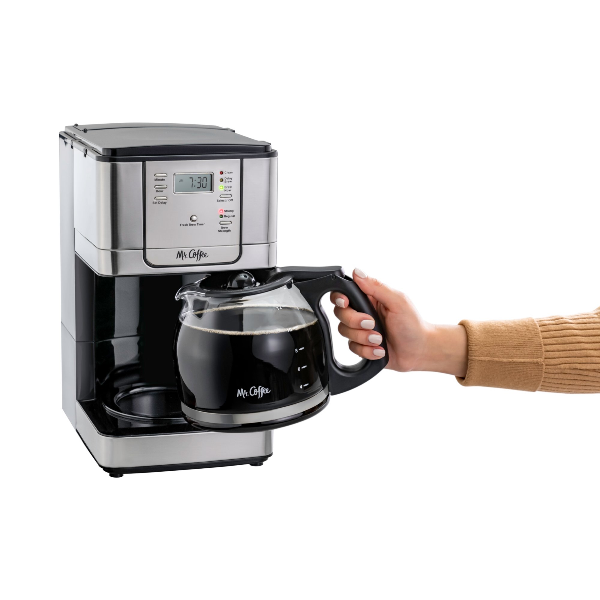 Mr. Coffee 12 Cup Programmable Coffee Maker, Strong Brew Selector, Black