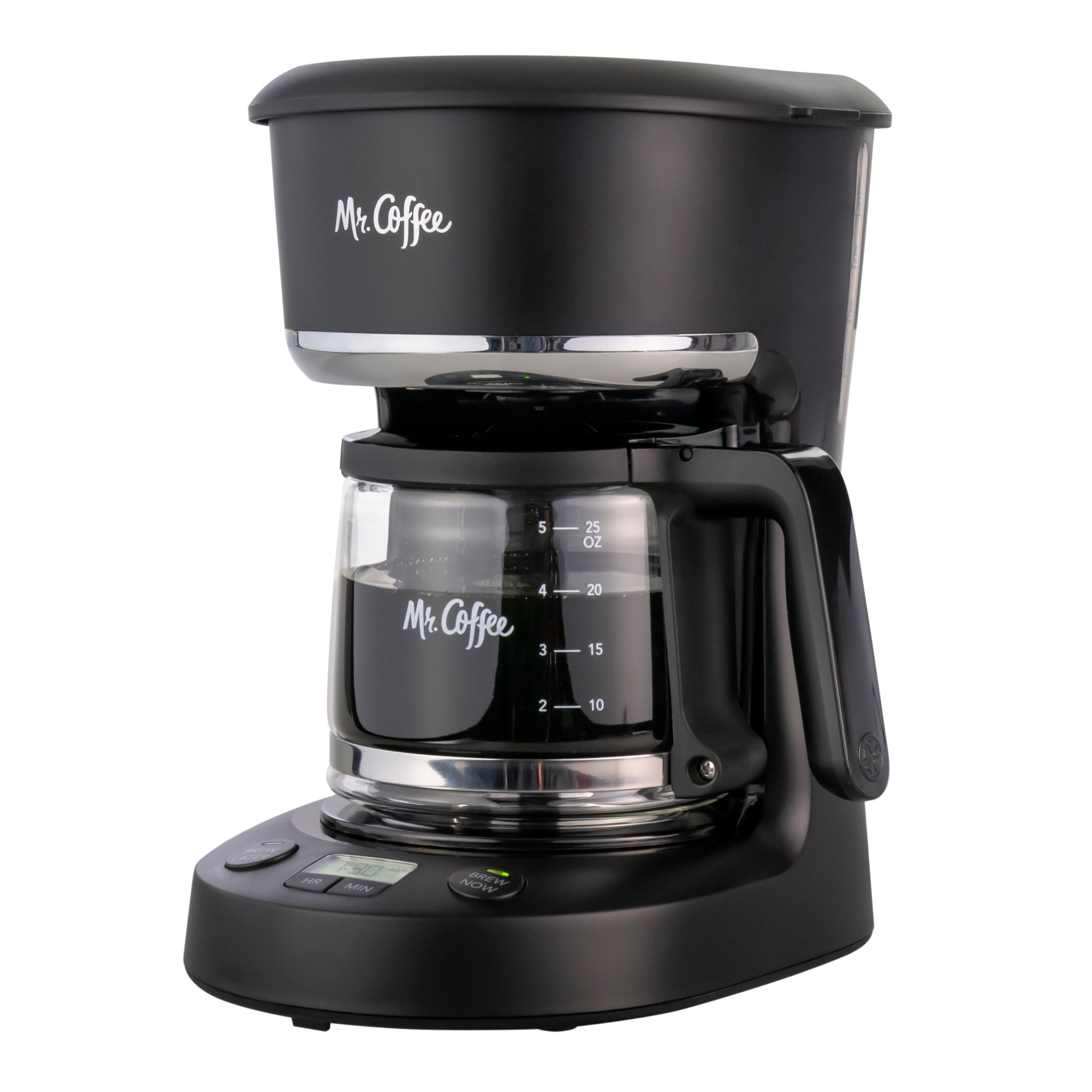 Mr. Coffee® 5-Cup Programmable Coffee Maker, 25 oz. Mini Brew, Brew Now or  Later, with Water Filtration and Nylon Filter