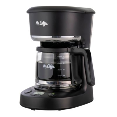 Mr. Coffee® 5-Cup Programmable Coffee Maker, 25 oz. Mini Brew, Brew Now or Later, with Water Filtration and Nylon Filter