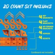 20 count set includes 4 90 degree brackets, 4 flat brackets, 4 3D brackets, 4 hinges, 4 rivets image number 4