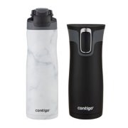 couture auto seal chill insulated water bottle in white marble image number 1
