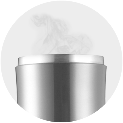 stainless steel travel mug steam closeup