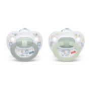 2 puller pacifiers in lion and elephant designs front view image number 1