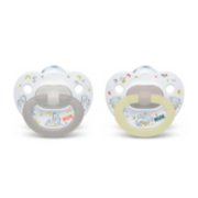 2 puller pacifiers in monkey and giraffe designs front view image number 2