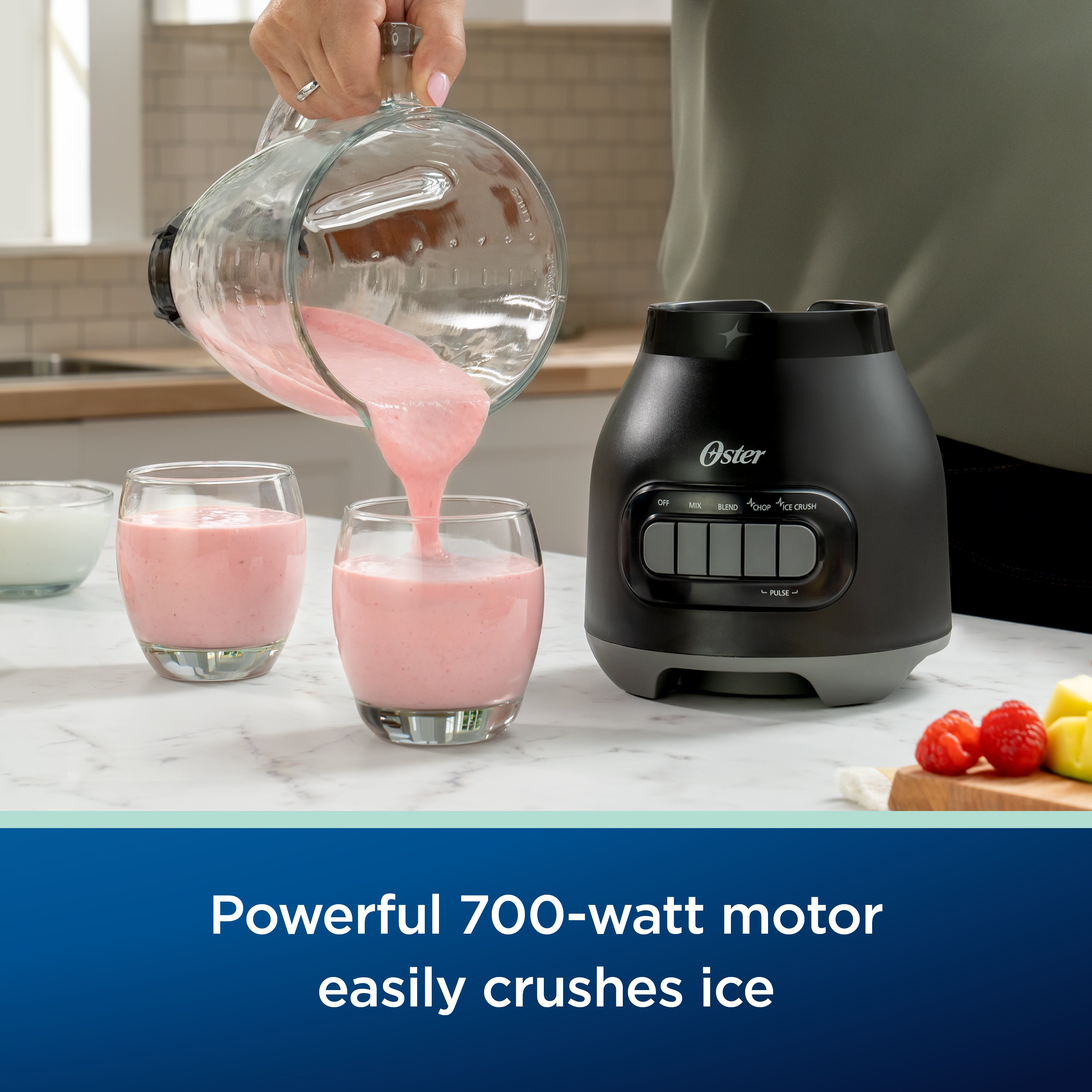 Oster Easy-to-Clean Blender with Dishwasher-Safe Glass Jar with a 20 oz.  Blend-n-Go Cup