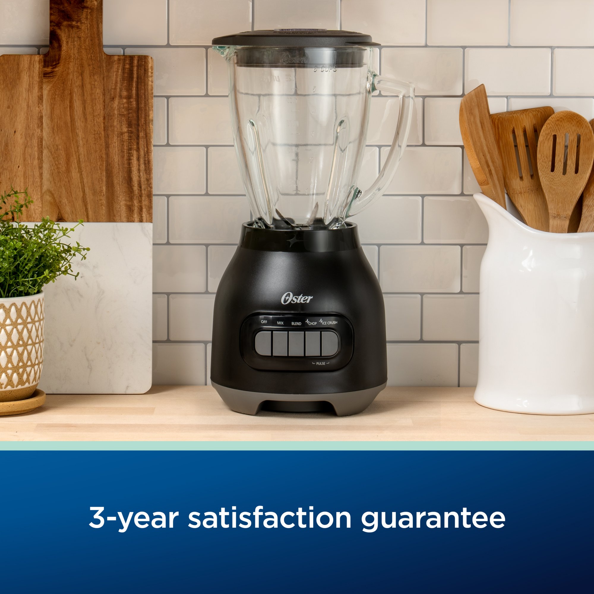 Oster Easy-to-Use 6-Cup Glass Jar Blender, Food Chopper and Ice