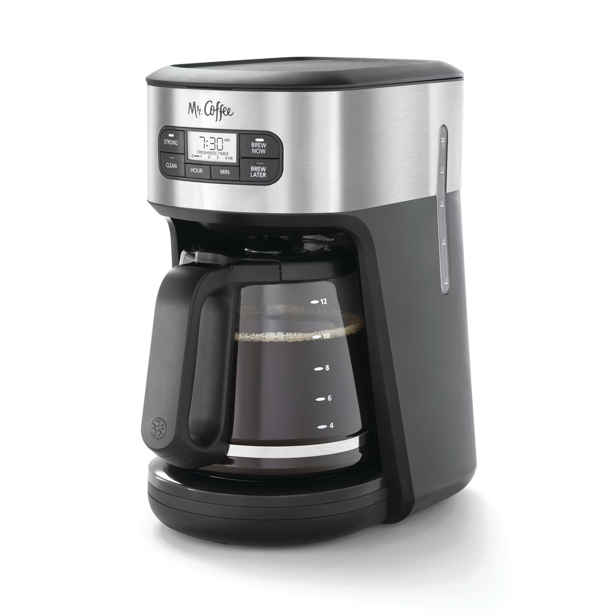 Mr. Coffee 12 Cup Programmable Coffee Maker, Strong Brew Selector, Stainless Steel