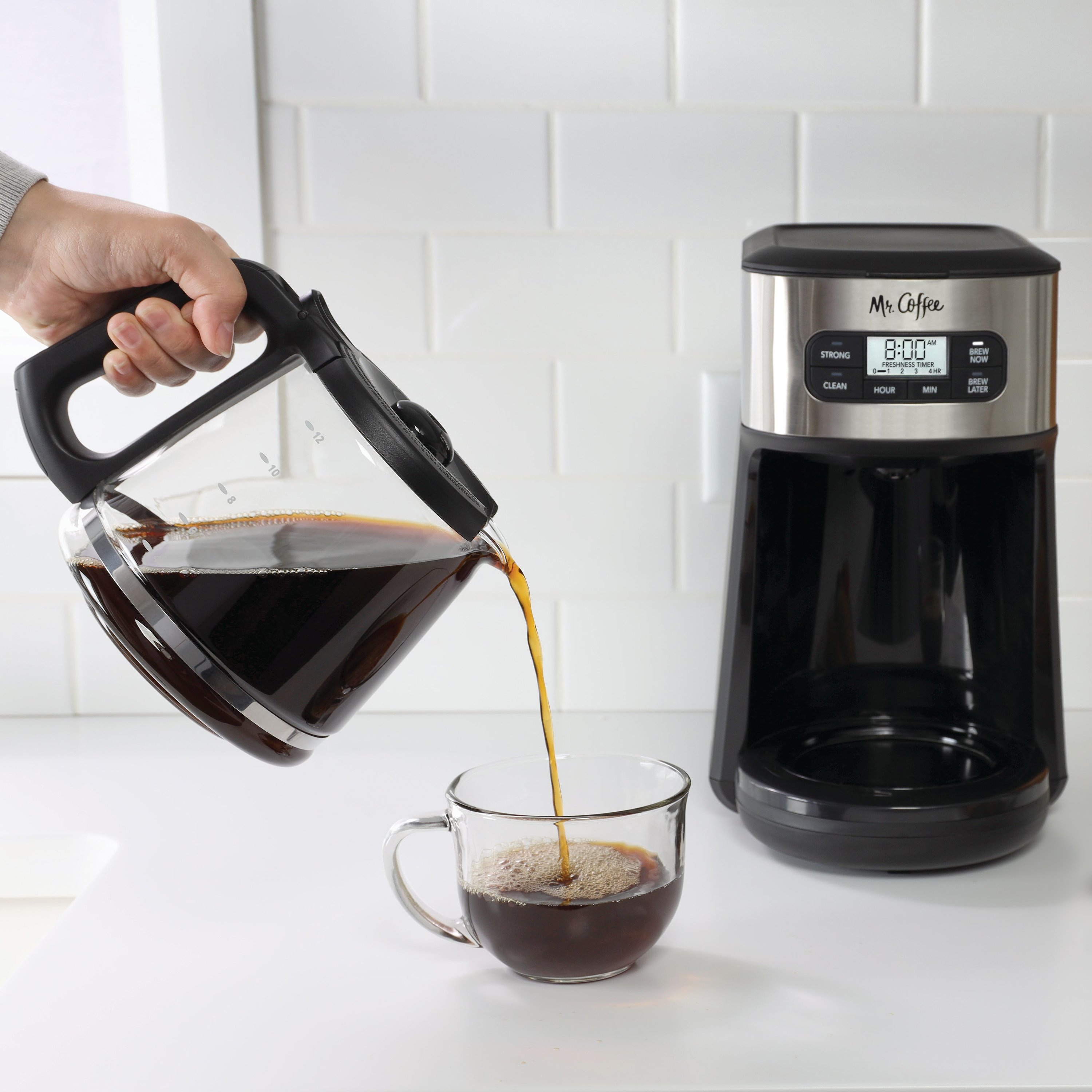 Mr. Coffee 12-Cup Coffee Maker Grab-a-Cup Auto Pause Easy Cleanup