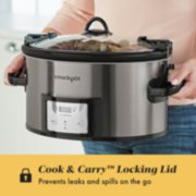 cook & carry locking lid prevents leaks and spills on the go slow cooker image number 3