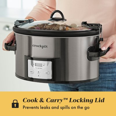 Crock Pot 7qt Cook & Carry Programmable Easy-Clean Slow Cooker - Premium  Black