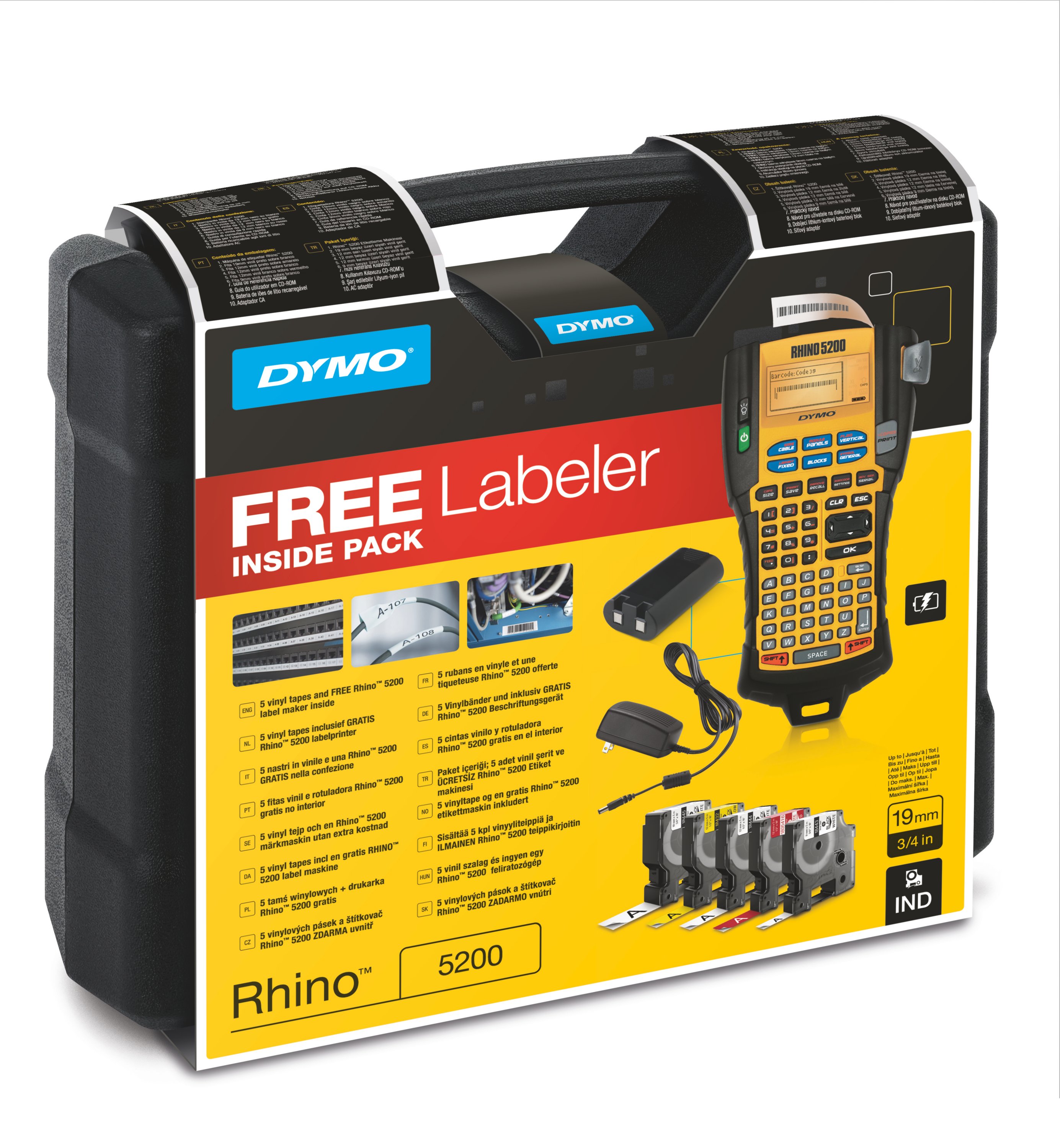 DYMO Rhino 5200 Hard Case Kit - labelmaker - B/W - thermal transfer -  1756589 - Label Printers 