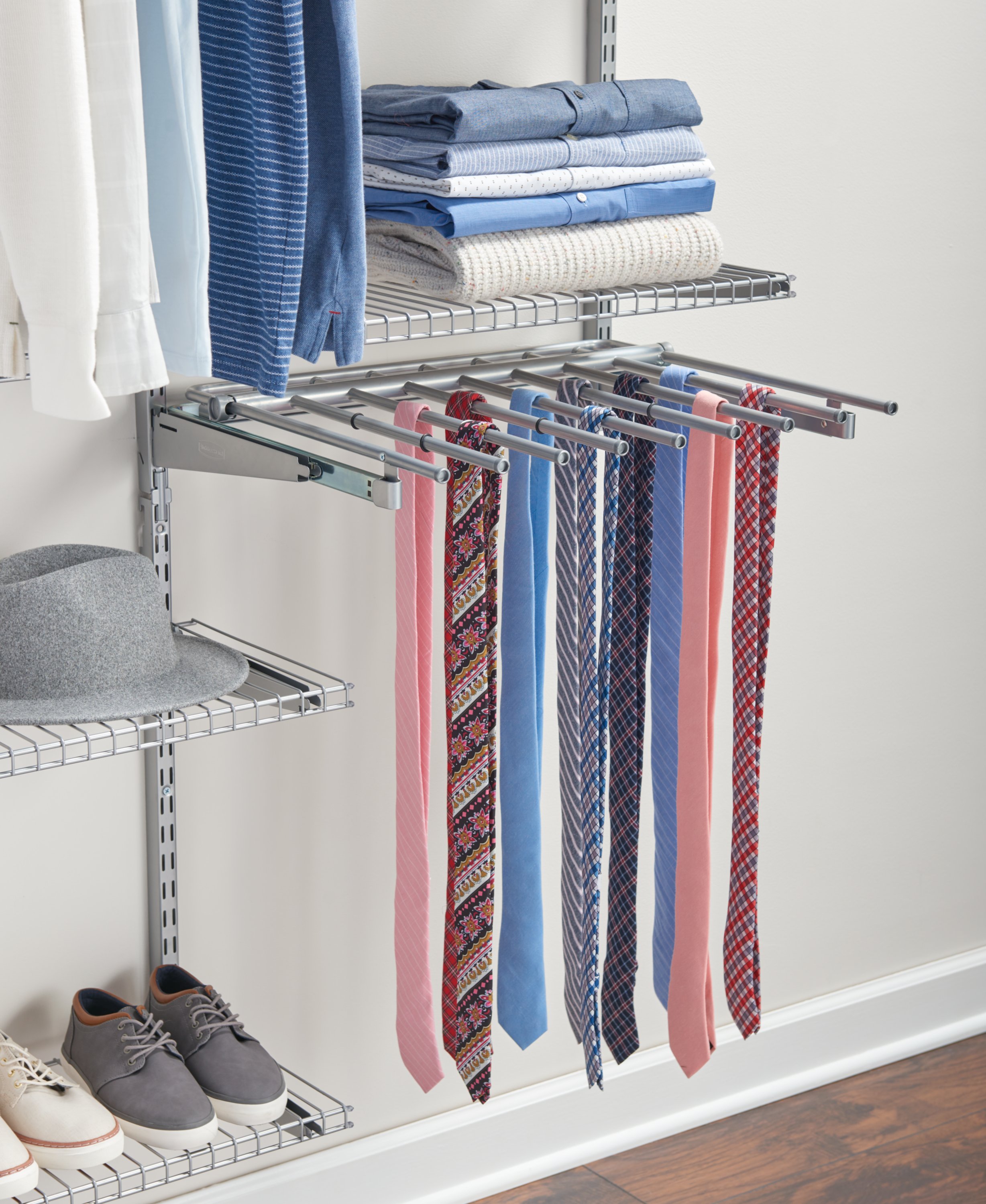 Rubbermaid 7-Rod Sliding Pants Rack for Closet Organizer - White 1