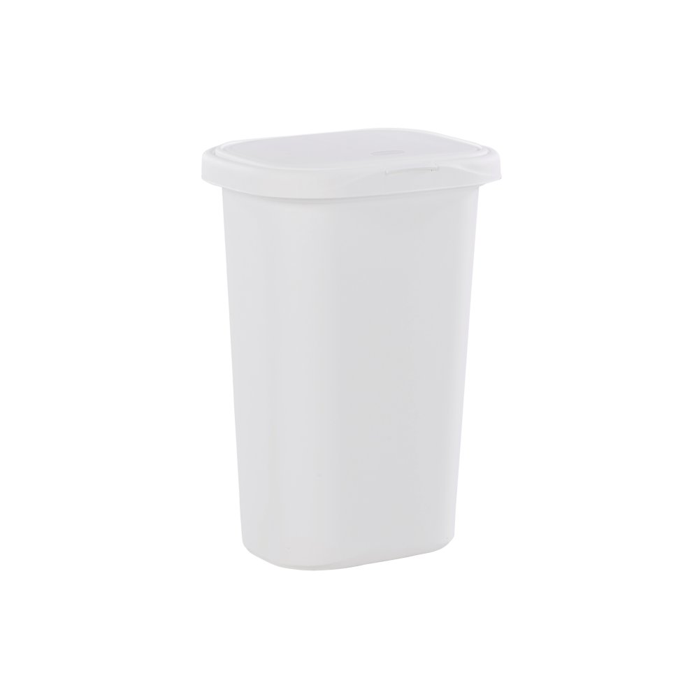 Rubbermaid 13 Gal. White Spring-Top Wastebasket FG5L5806WHT - The