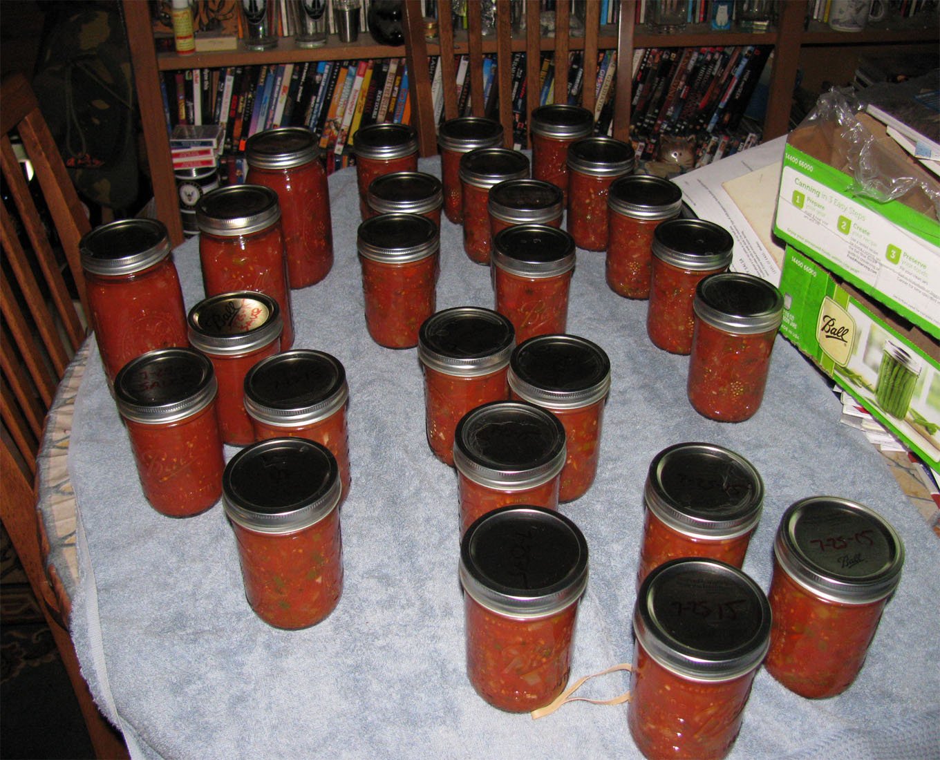 glass jars preserving salsa