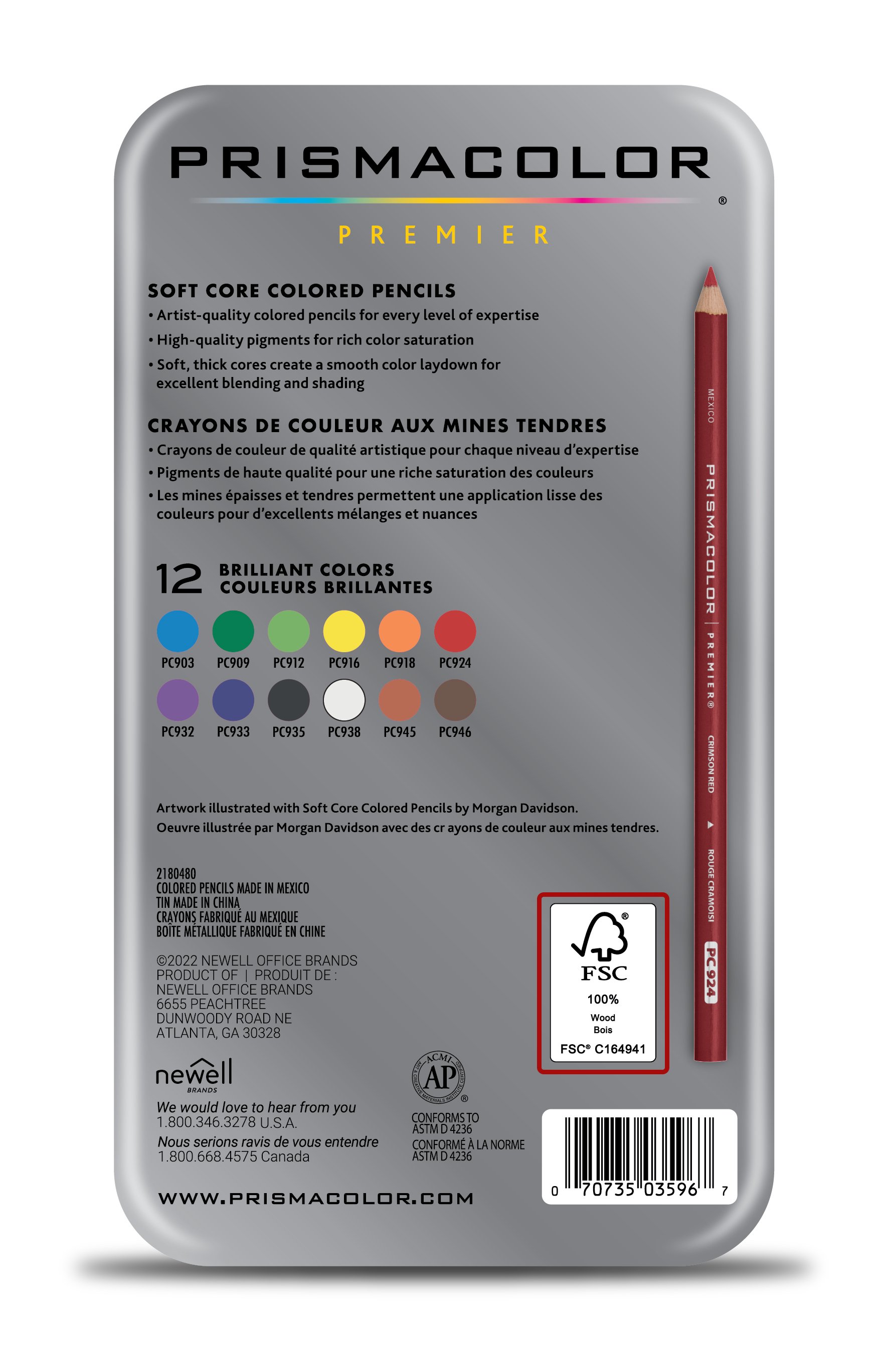  Prismacolor Colored Pencils Box of 72 Assorted Colors,  Triangular Scholar Pencil Eraser and Premier Pencil Sharpener
