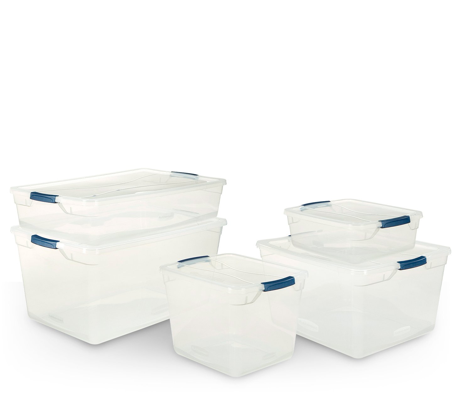 Rubbermaid Roughneck 66 Qt/16.5 Gal Stackable Storage Containers, Clear w/Latching Grey Lids, 4-Pack, Clear and Grey