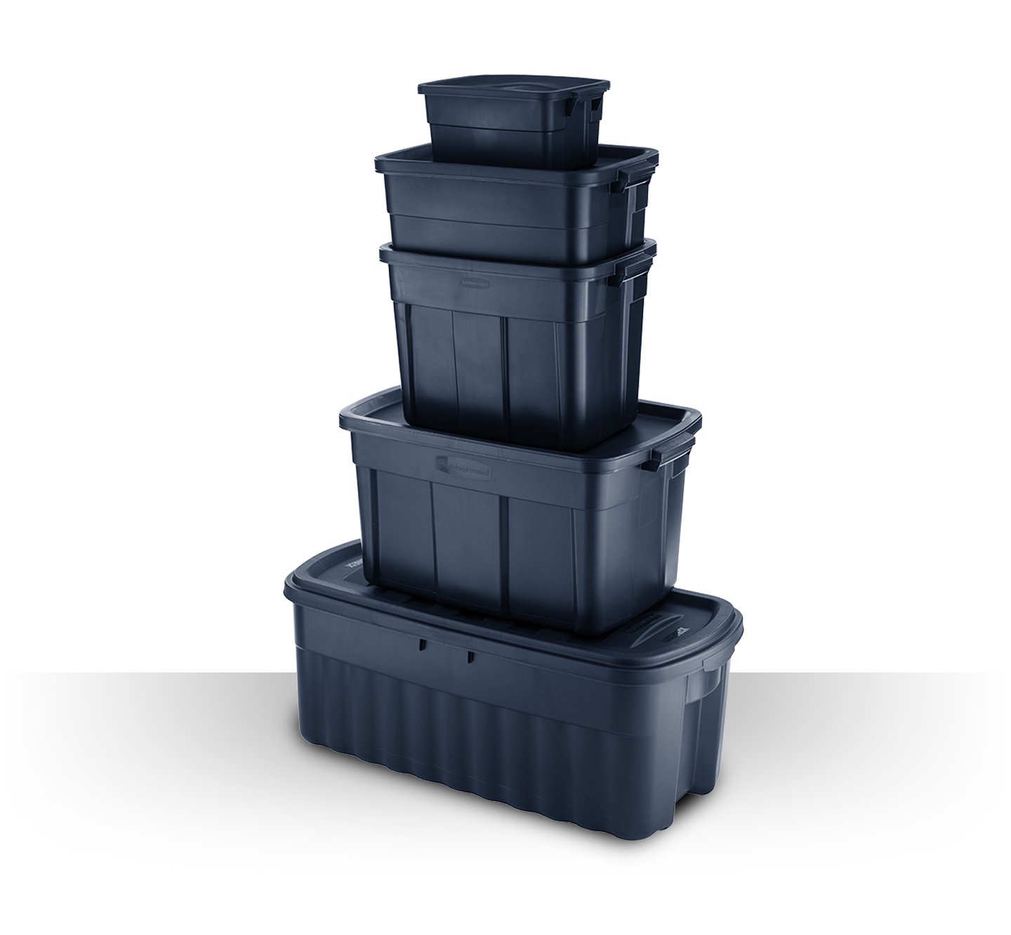 Rubbermaid Roughneck 66 Qt/16.5 Gal Stackable Storage Containers, Clear w/Latching Grey Lids, 4-Pack, Clear and Grey