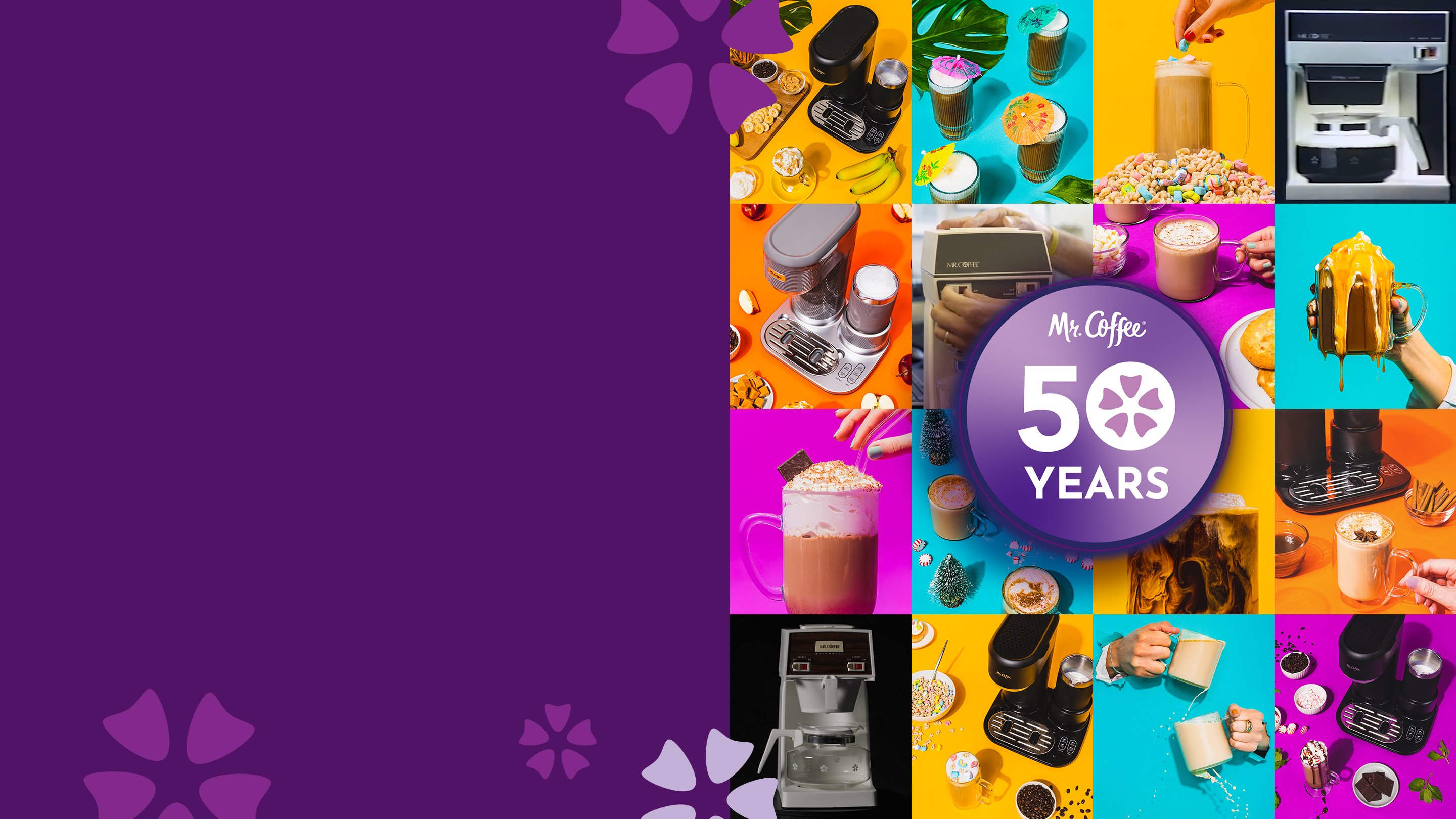 Images of coffee makers for fifty year anniversary