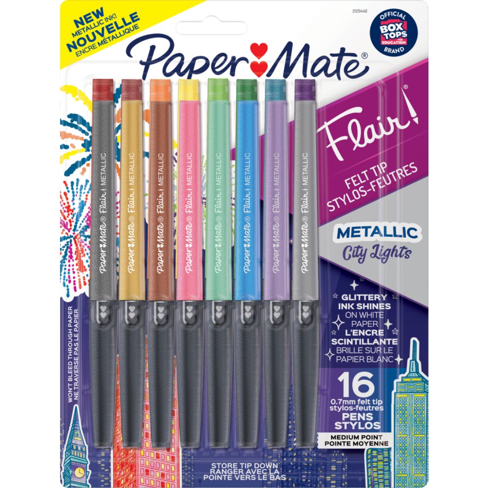 gevoeligheid Voorlopige toon Paper Mate Flair Felt Tip Pens, Metallic City Lights, Medium Point (0.7mm)  | Papermate