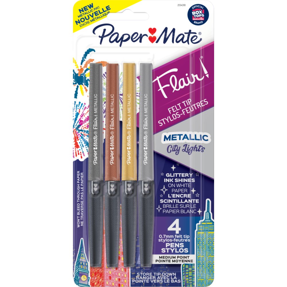 Paper Mate Flair Felt Tip Pens, Metallic City Lights, Medium Point