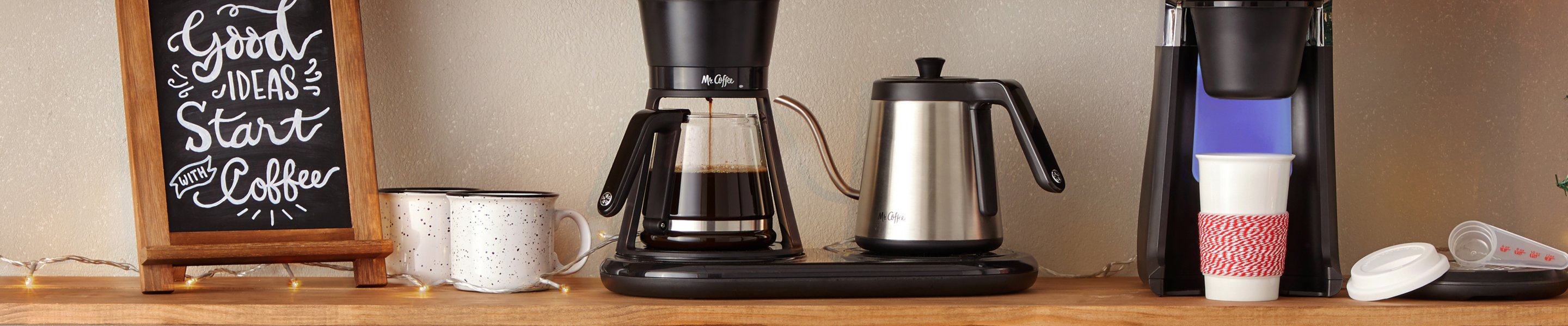 pour over coffee maker and instant coffee maker on counter