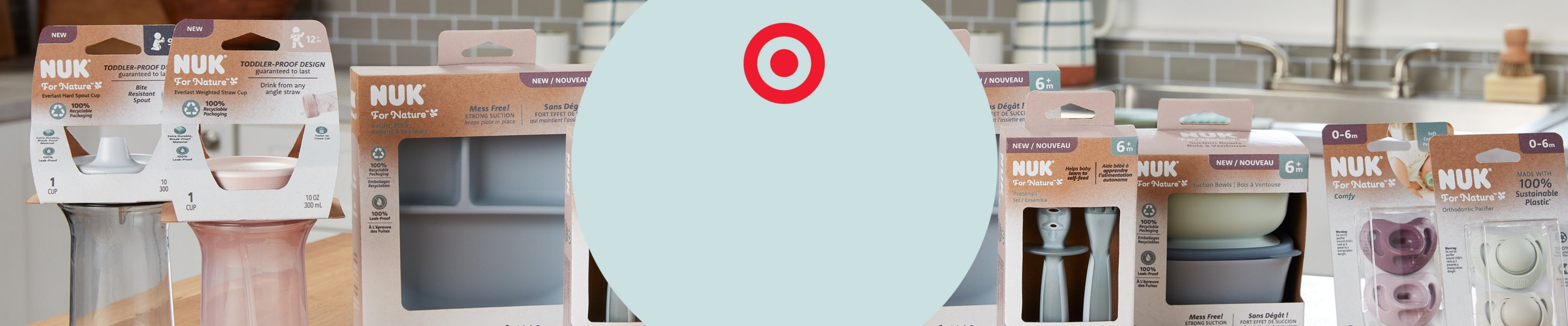 target banner with assorted baby products