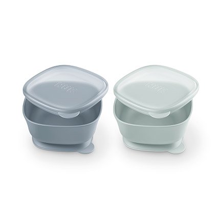 Two suction bowls with lids