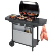 Classic LX 2 burner grill with open lid grilling food image number 3