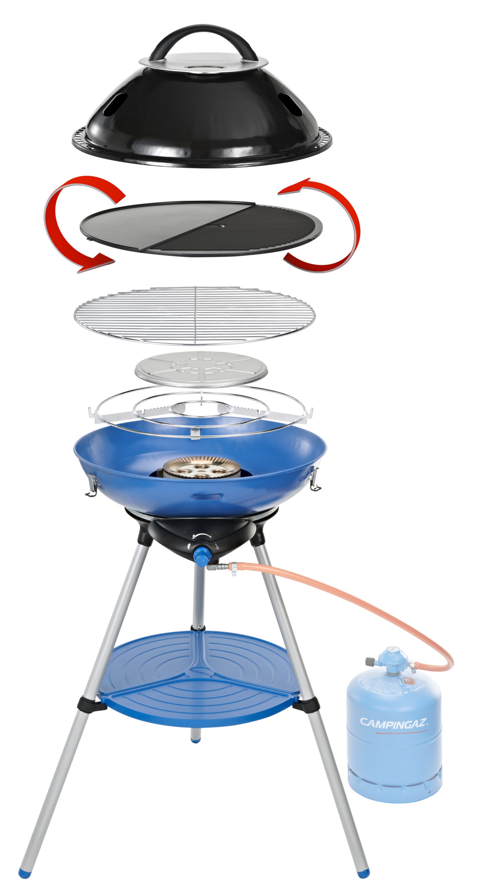 Gas camping outlet stove with grill