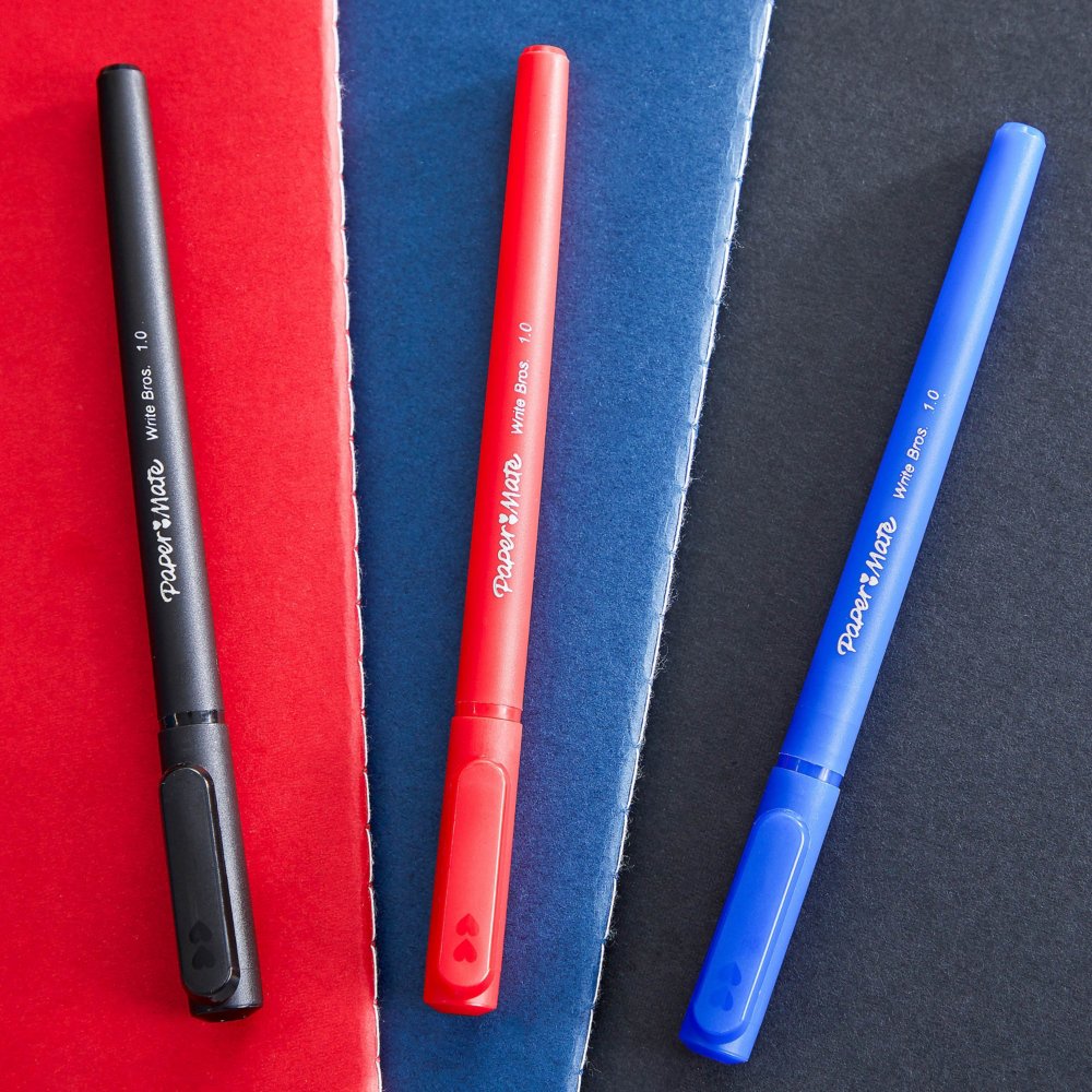 Paper Mate® Write Bros Ballpoint Stick Pens, 0.8 mm, Fine Point, Black  Barrel, Black Ink, Pack Of 12 Pens - Zerbee