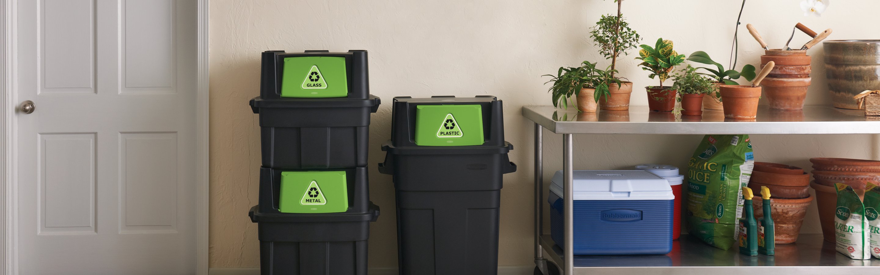 recycling containers inside home