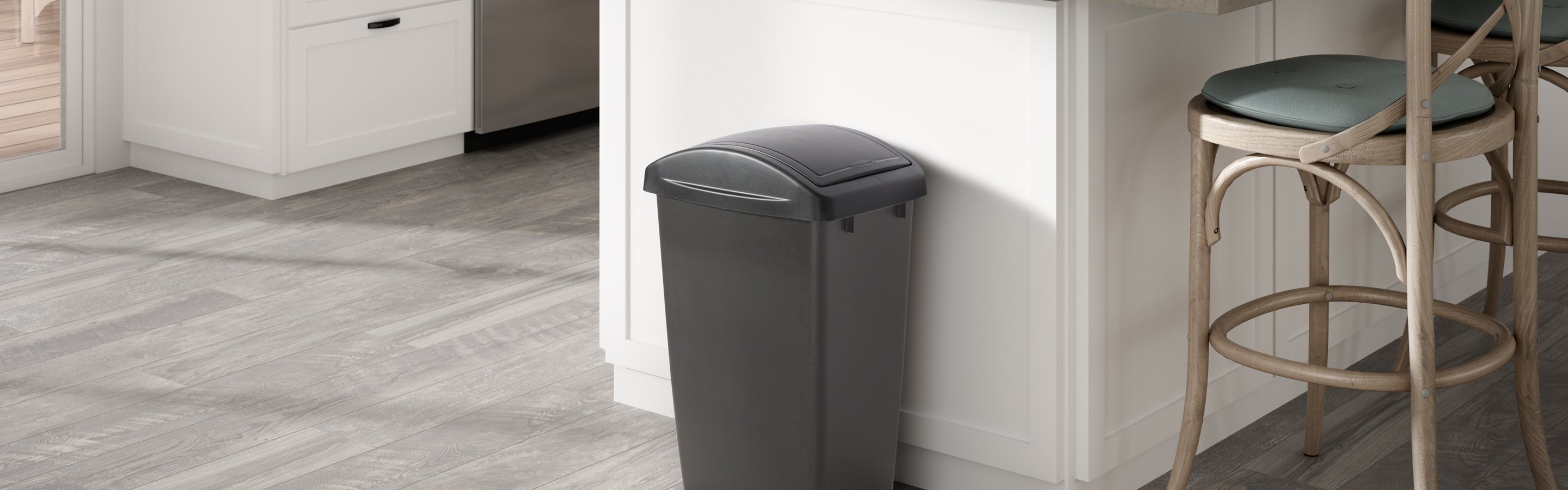 Rubbermaid 1/2 Round Trash Can Top with Swing Door 3620-00 BLA 