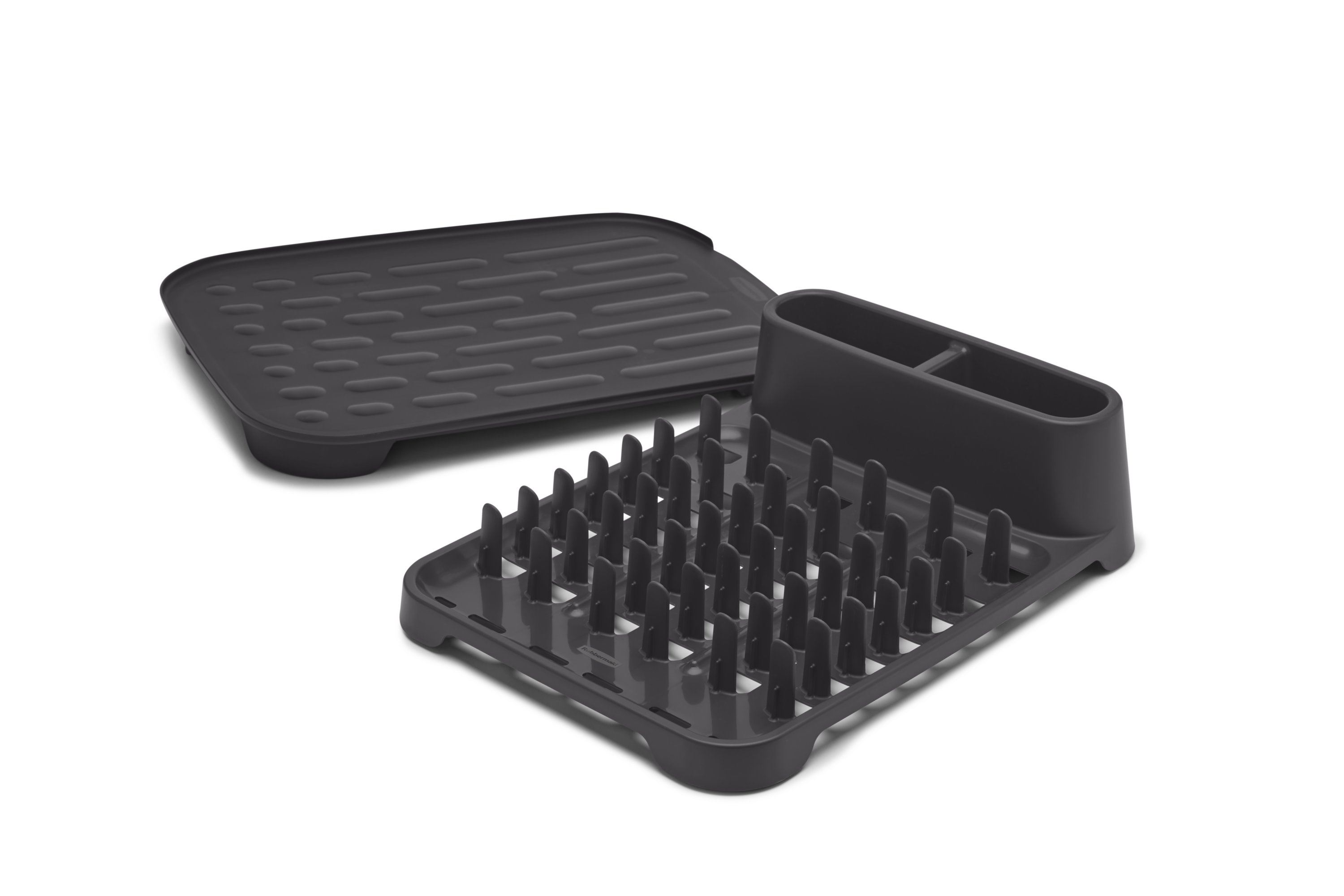 Rubbermaid® Antimicrobial Dish Drying Rack with Drainboard, Raven Grey