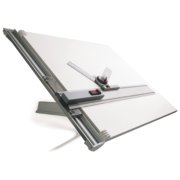 A drawing board with paper clip, ruler and carpenter's square attachment. image number 1